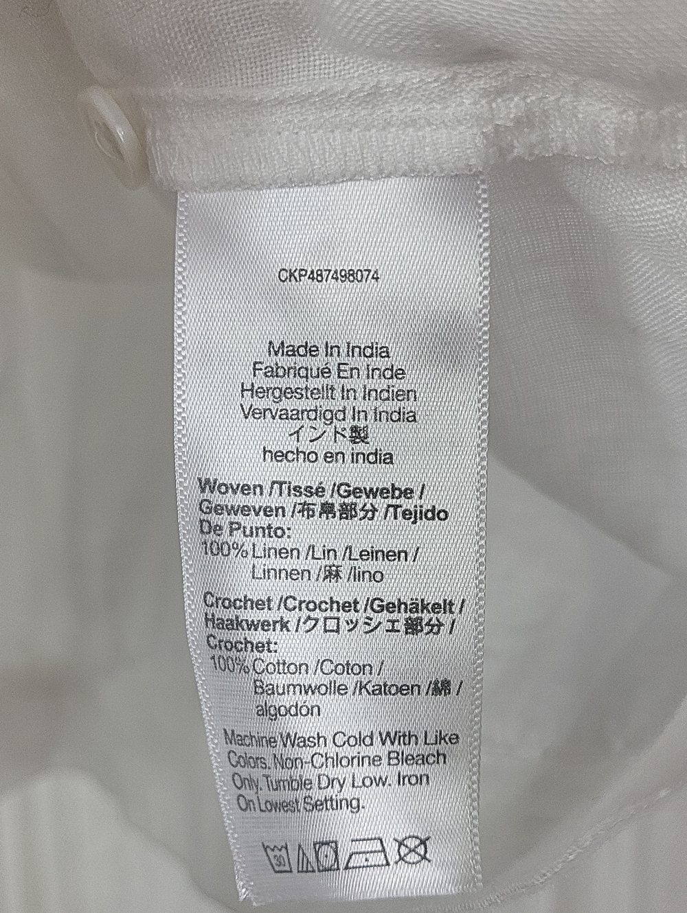 Madewell White Linen & Crochet Yoke Button-Front Camisole Tank. Size 4 - Picture 4 of 6